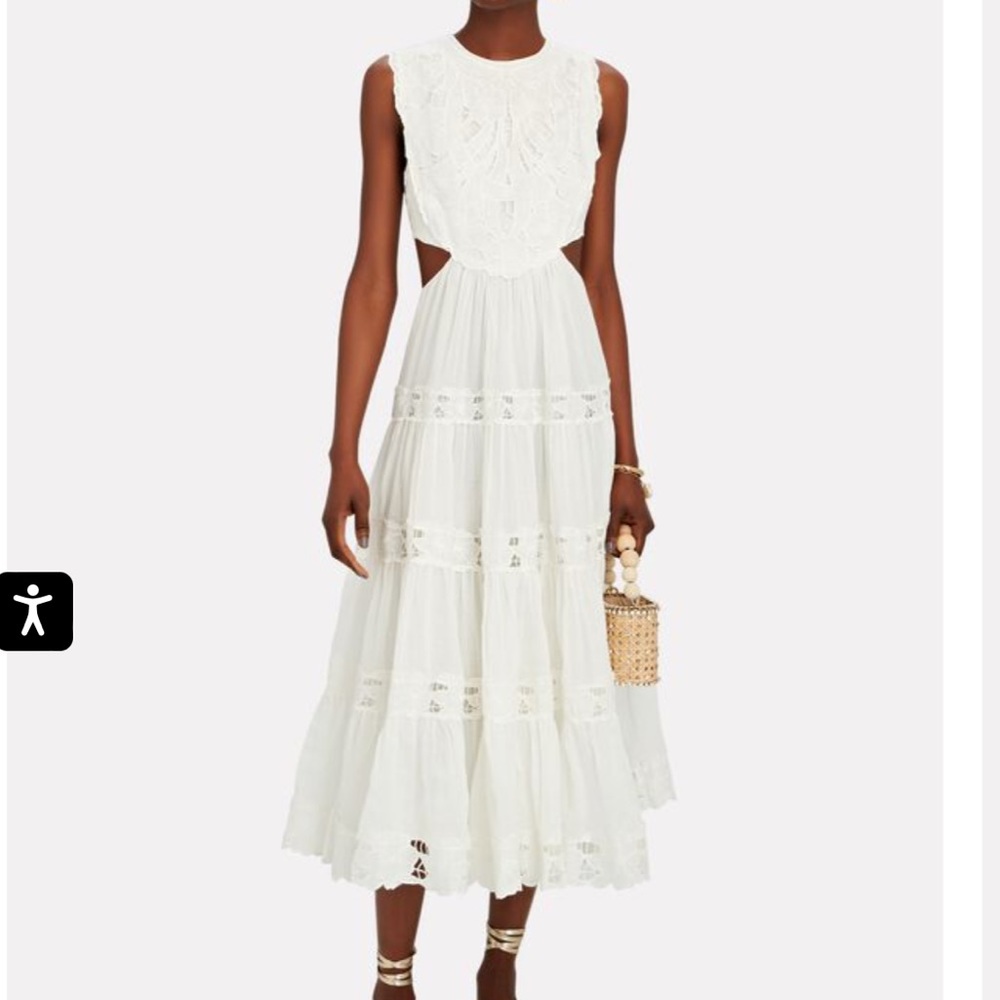 Zimmermann Cassia lace trim midi dress. Gently worn.